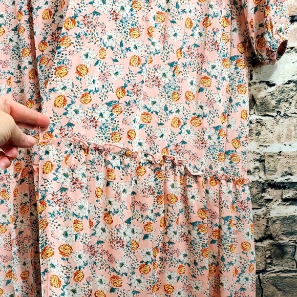 Wild Fable | Gypsy Boho Prairiecore Pink Floral Kimono Duster - Picture 7 of 10